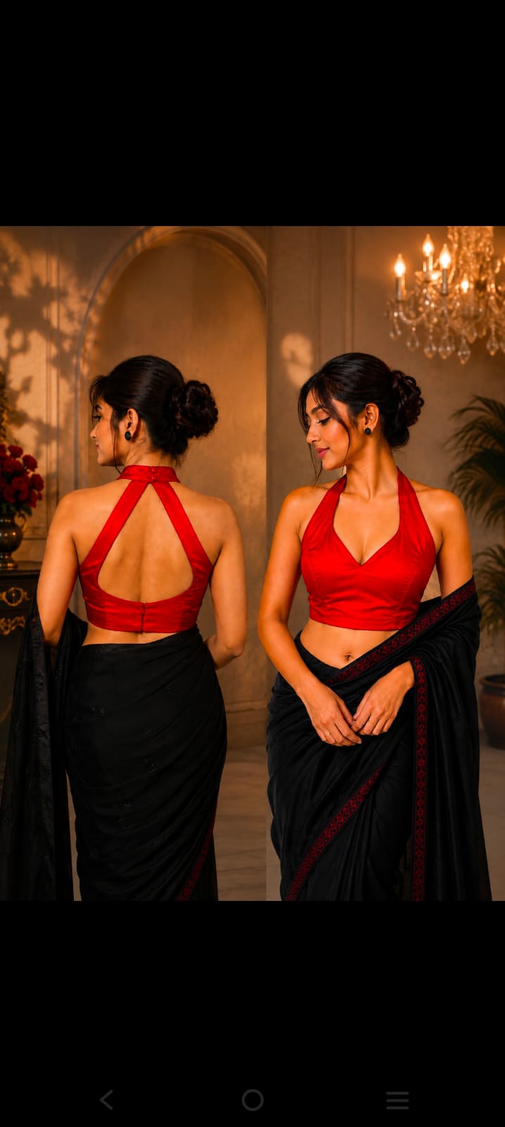 afrihub women solid red halter neck saree blouse afrihub women solid red halter neck saree blouse