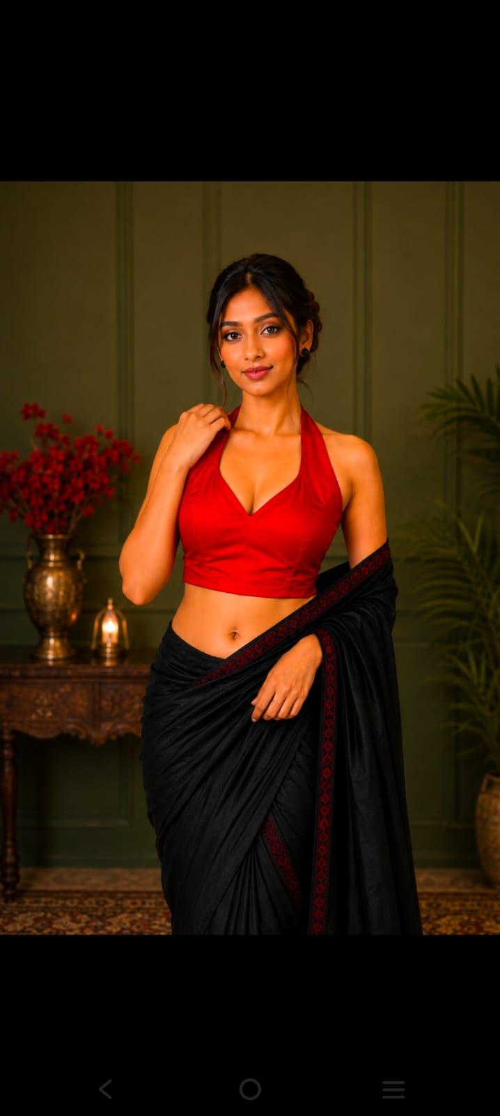 afrihub women solid red halter neck saree blouse afrihub women solid red halter neck saree blouse